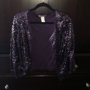 Sequin purple sweater jacket